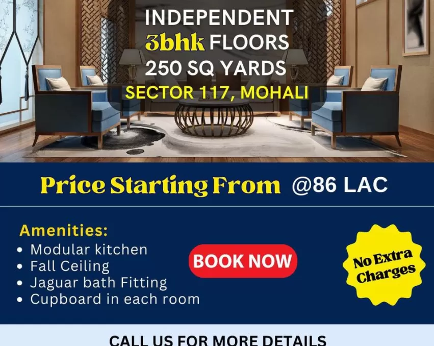 Independent 3bhk Floors, 250 Sq. Yd, Sector 117, Mohali